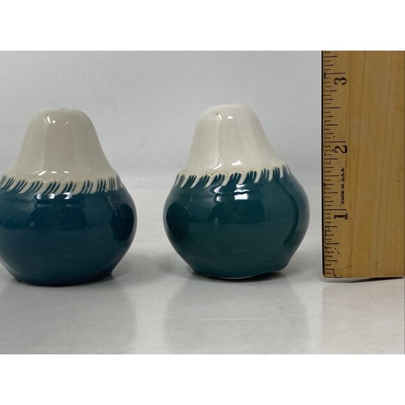 Vintage Harker Ware Corinthian Teal Green Salt & Pepper Shaker Set Harkerware - Picture 6 of 6